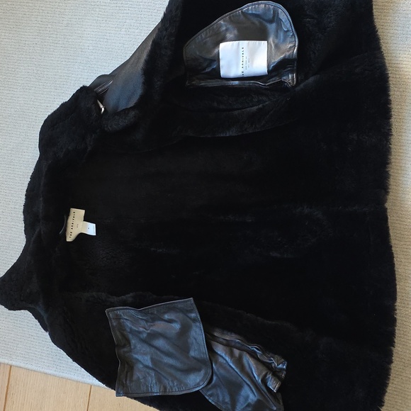 The Arrivals Women's Black Leather And Sherling Jacket,black Size Medium - Picture 7 of 8